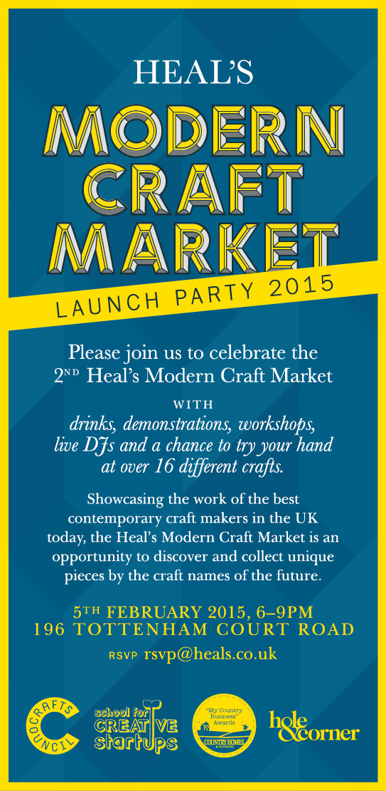 Heals Modern Craft Market 15 Launch Invite